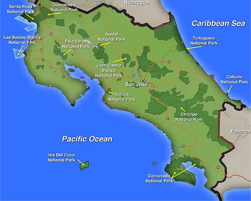 Map of Costa Rica’s National Parks, by Viva Costa Rica